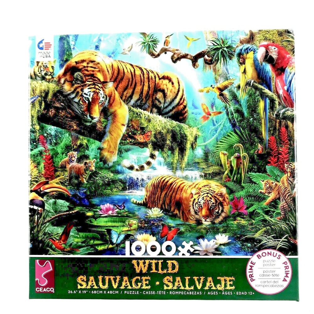 WILD Sauvage Tiger Jigsaw Puzzle w/Puzzle Poster Included CEACO 1000 Piece